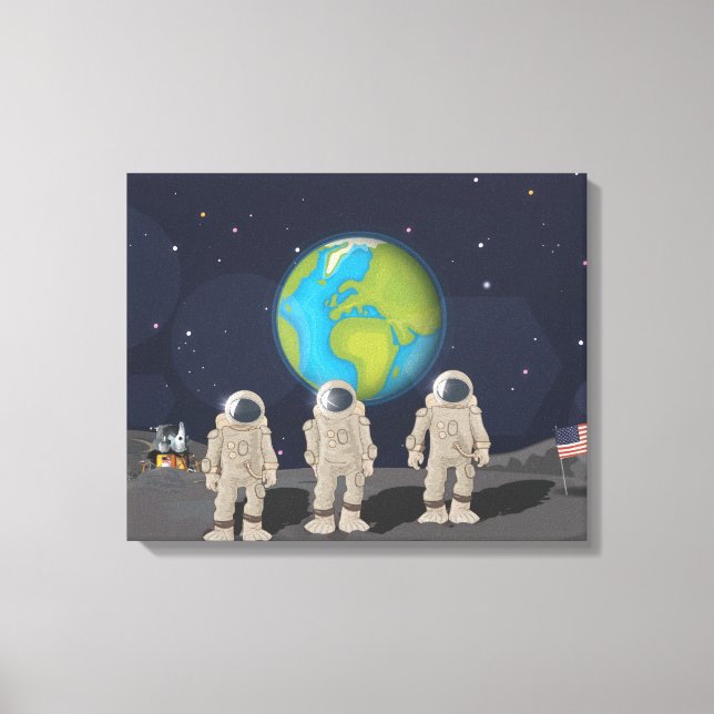 Impressão Em Tela Pousos na Lua (Frente)