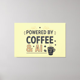 Impressão Em Tela Powered by Coffee & AI Retro Tech Vector