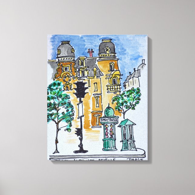 Impressão Em Tela Praça Alphonse Deville | Paris, França (Frente)