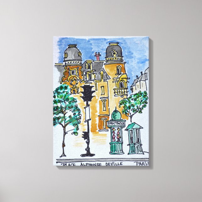 Impressão Em Tela Praça Alphonse Deville | Paris, França (Frente)