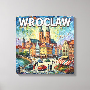Impressão Em Tela Praça da Catedral de Wroclaw Colorida em Tela
