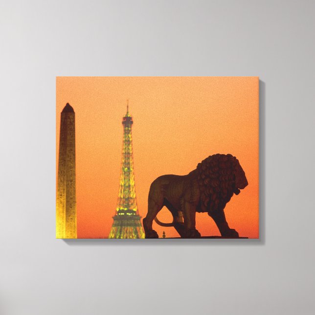 Impressão Em Tela Praça da Concórdia; Torre Eiffel; Obelisco; (Frente)