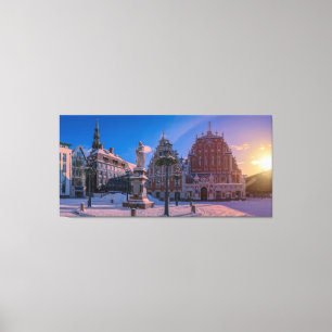 Impressão Em Tela Praça da Prefeitura de Riga no inverno
