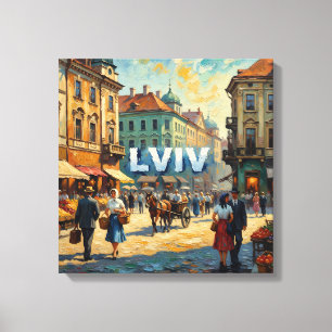 Impressão Em Tela Praça do Mercado de Lviv Ucrânia Arte de Parede Vi