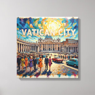 Impressão Em Tela Praça do Vaticano Grandeza Ensolarada Tela