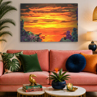 Impressão Em Tela Praça Marina Vibrante Pôr do Sol Mexicano 2584 Art