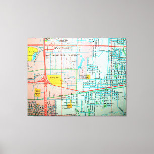 Impressão Em Tela PRADARIA GRANDE, mapa do vintage de TX