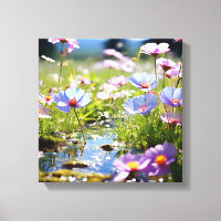 Prado de flor selvagem vibrante com fluxo