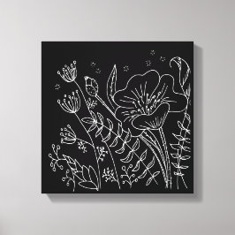 Impressão Em Tela Prado preto e branco desenhado à mão