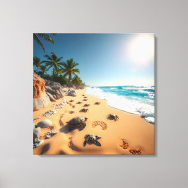 Impressão Em Tela Praia Chic da Concha Dourada Tropical