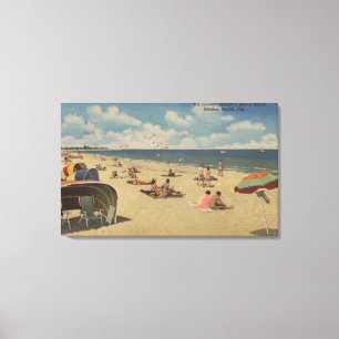 Impressão Em Tela Praia de Riviera, Florida - Sunbathers na praia