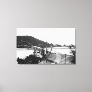 Impressão Em Tela Praia Dourado, ponte de Oregon sobre o rio