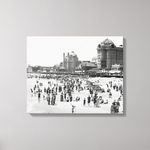 Impressão Em Tela Praia e Calçadão de Atlantic City, 1910