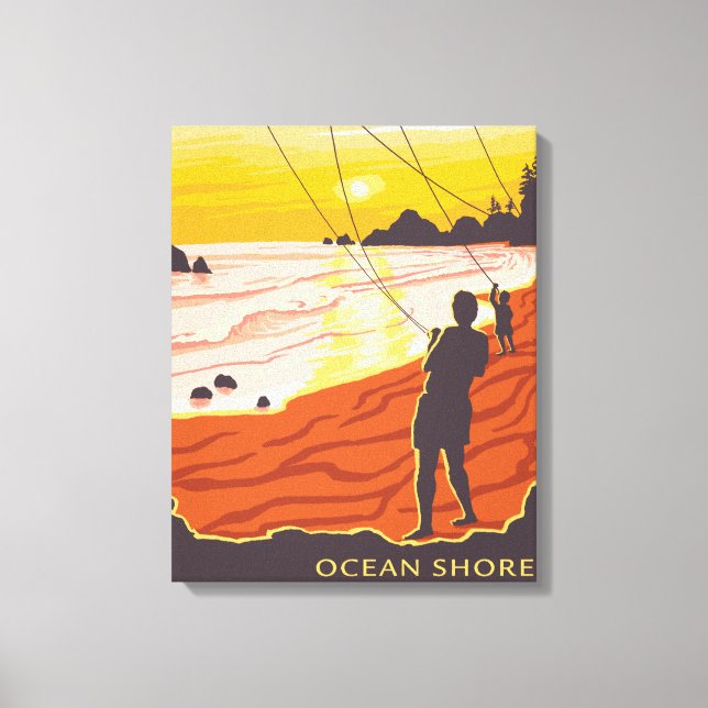 Impressão Em Tela Praia e pipas - Ocean Shores, Washington (Frente)