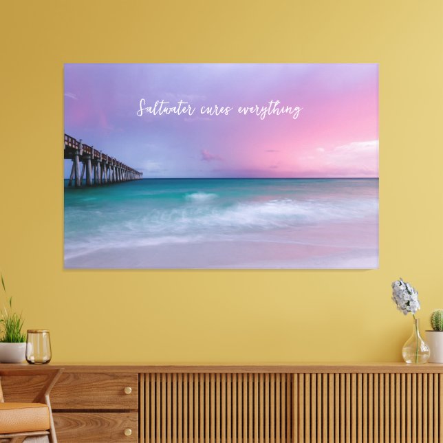 Impressão Em Tela Praia Fotografia Decor com Cotação Viagem (Insitu(Sala de estar))