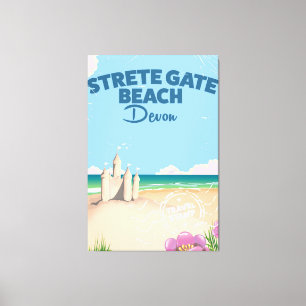 Impressão Em Tela Praia Strete Gate Devon pôster de viagem vintage
