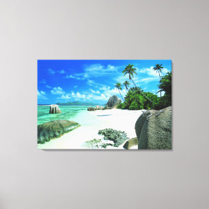 Impressão Em Tela Praias Tropicais   Ilha La Digue