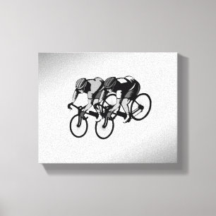 Impressão Em Tela Prata de ciclistas