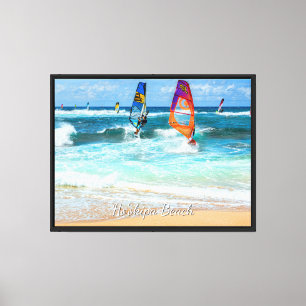 Impressão Em Tela Praticantes de windsurf na praia de Ho'okipa