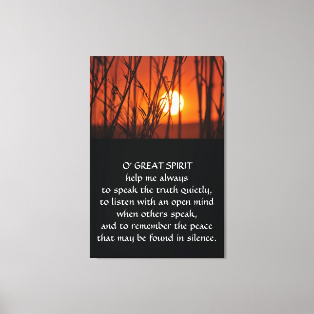 Impressão Em Tela Prece Indígena Americana (Frente)