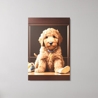Impressão Em Tela Precioso Goldendoodododle Puppy com Calçados Cor c