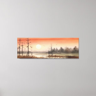 Impressão Em Tela Precoce da Manhã Aquarela Negra