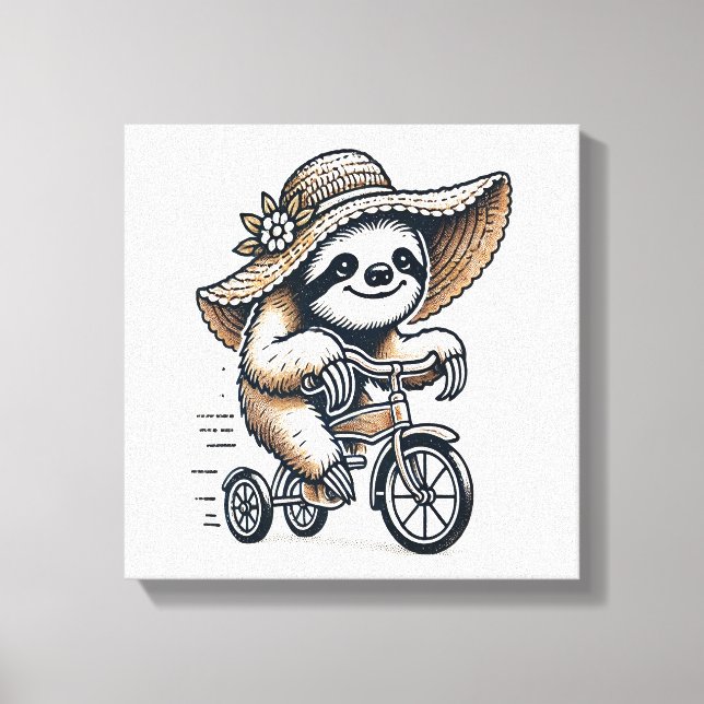 Impressão Em Tela Preguiça Andando de Bicicleta (Frente)