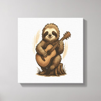 Impressão Em Tela Preguiça Tocando Guitarra