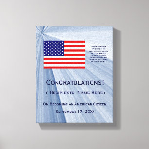 Impressão Em Tela Prêmio de Bandeira da Cidadania Americana com Dat