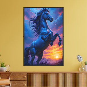 Impressão Em Tela Presente de Arte de Parede Fantasia Cavalo Azul Pô