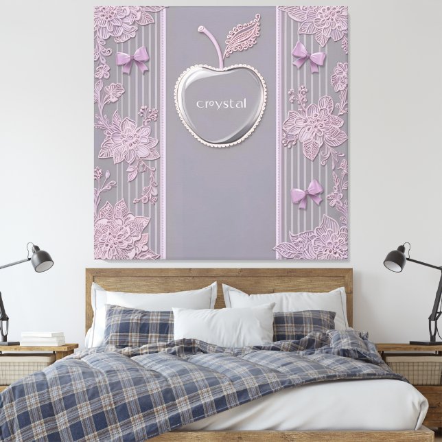Impressão Em Tela Presente de casamento Cristal em Renda Roxa arte d (Insitu(Quarto))