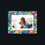 Impressão Em Tela Presente de Dia de as mães de Moldura de Flor Selv<br><div class="desc">Celebrar um momento familiar favorito com esta personalizada arte horizontal de canvas de fotografia e um quadro branco,  azul marinho,  pairantemente selvagem,  com texto editável,  e dar-lhe um presente gentil com o qual ela possa trabalhar várias vezes.</div>