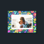 Impressão Em Tela Presente de Dia de as mães de Moldura de Flor Selv<br><div class="desc">Celebrar um momento familiar favorito com esta personalizada arte horizontal de canvas de fotografia e um quadro branco,  azul marinho,  pairantemente selvagem,  com texto editável,  e dar-lhe um presente gentil com o qual ela possa trabalhar várias vezes.</div>