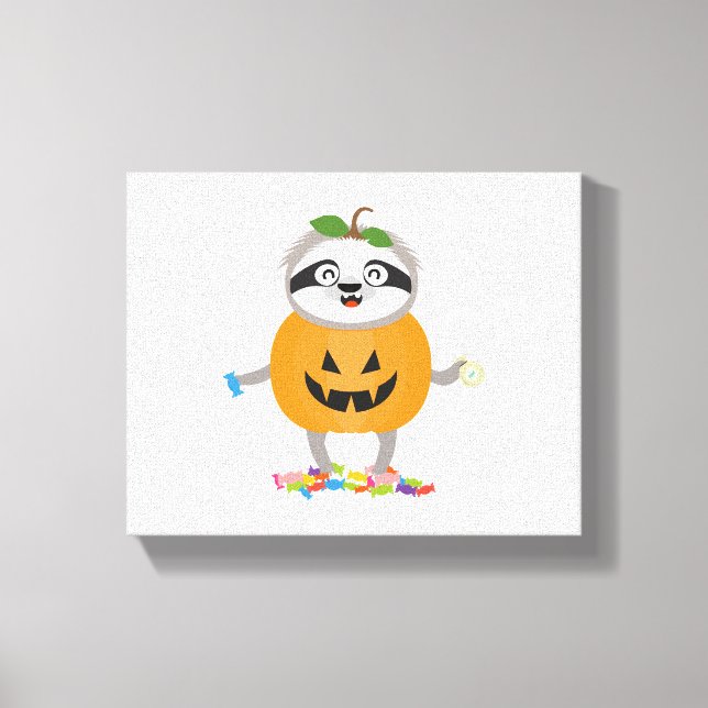 Impressão Em Tela Presente de fantasia de Pumpkin Sloth Halloween (Frente)