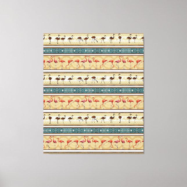Impressão Em Tela Presente De Flamingo, Bonito Presente De Padrão Fl (Frente)