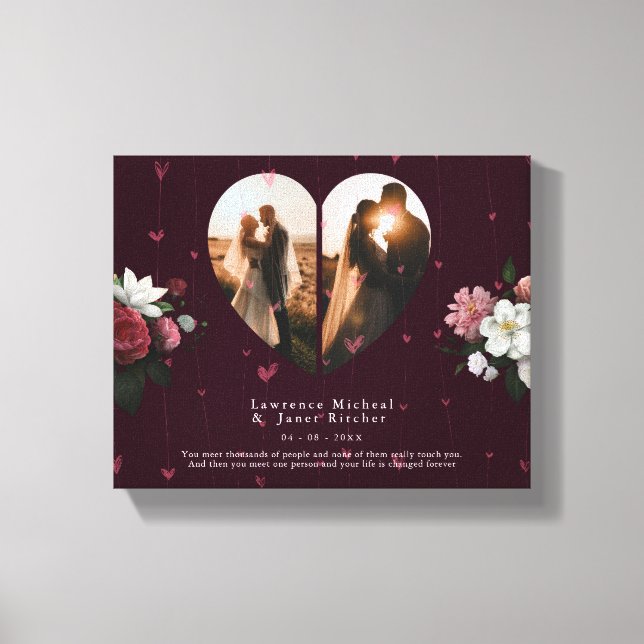 Impressão Em Tela presente de forma de Coração Personalizado Vermelh (Frente)