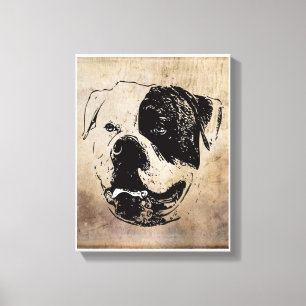 Impressão Em Tela Presente de rosto de Bulldog Retroativo Presente