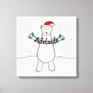 Impressão Em Tela Presente de Urso Polar de Natal Bonito Personaliza