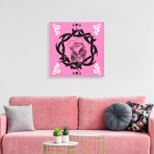 Impressão Em Tela Presente para Amantes Românticos Rosa Escuro Gótic