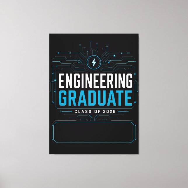 Impressão Em Tela Presente Personalizado com Nome para Graduado em E (Frente)