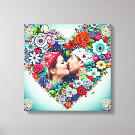 Impressão Em Tela Presente Romântico de Quadro Cardíaco Floral Perso