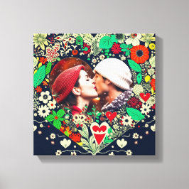 Impressão Em Tela Presente Romântico de Quadro Cardíaco Floral Perso
