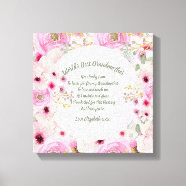 Impressão Em Tela PRESENTE - Vovó Poemas De Netos - PERSONALIZADO (Frente)