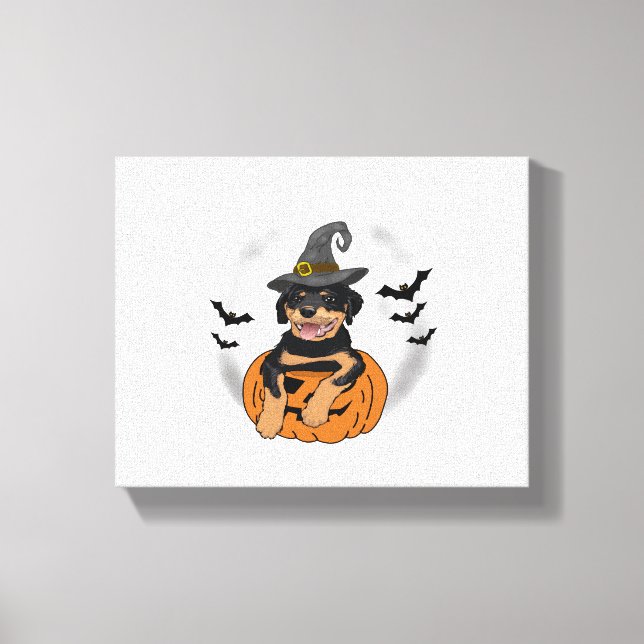 IMPRESSÃO EM TELA PRESENTES DE ROTTWEILER HALLOWEEN (Frente)