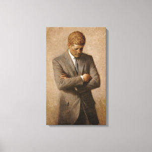 Impressão Em Tela Presidente Americano John Kennedy Retrato Pintado