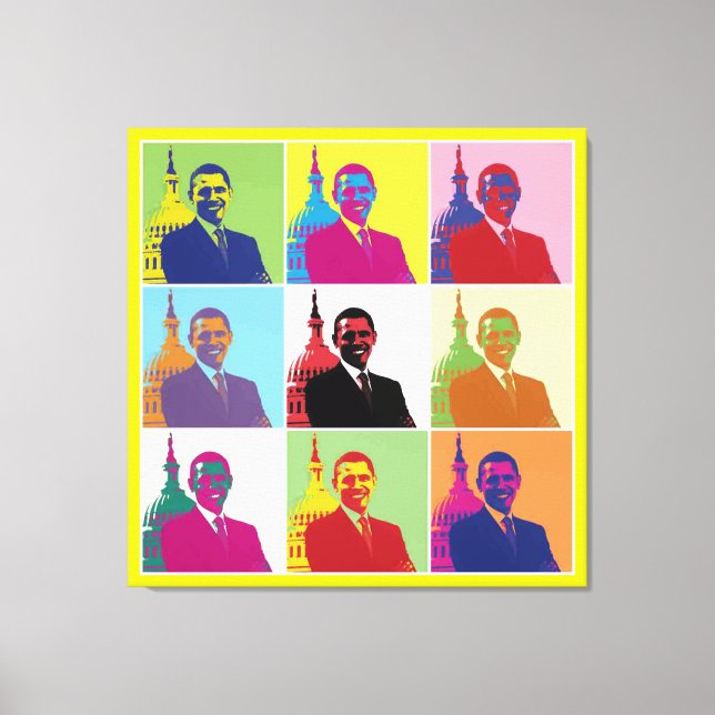 Impressão Em Tela Presidente Obama Funky Modern Pop Art (Frente)