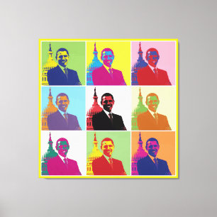 Impressão Em Tela Presidente Obama Funky Modern Pop Art
