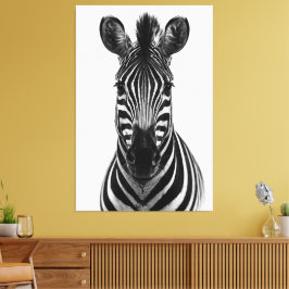 Impressão em Tela Preta e Branca de Zebra Ousada