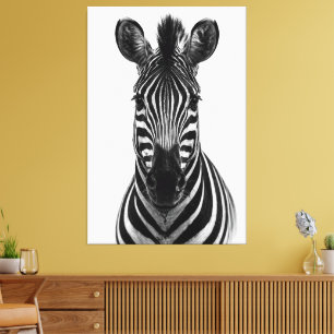 Impressão em Tela Preta e Branca de Zebra Ousada