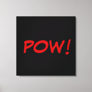 Impressão Em Tela Preto Branco Vermelho Pow! Cômico Gráfico Retro Vi